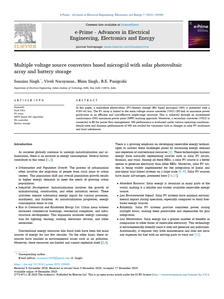 Microgrid with PV and Battery Storage | PDF | Photovoltaic System ...
