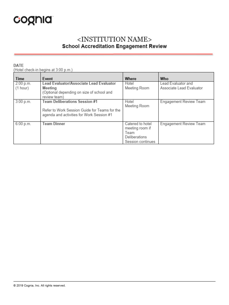 School Engagement Review Sample Schedule | PDF