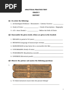 Grade 5 - History Analytical Practice Test - Question Key