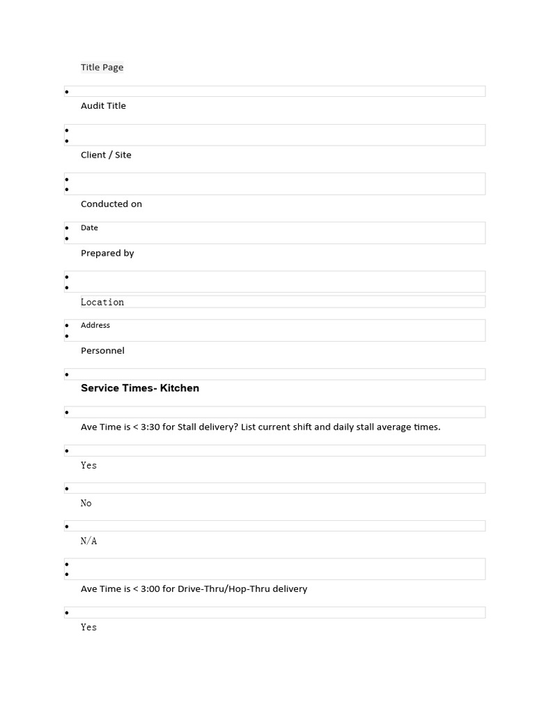 Kitchen Checklist PDF