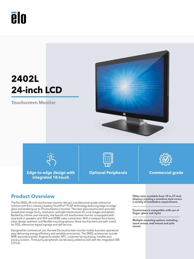 Elo Et2402l-2 | PDF | Touchscreen | Computer Monitor