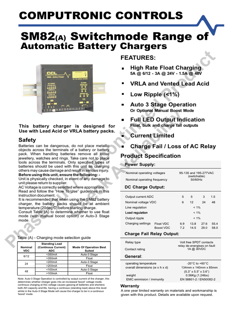 CCL SM82 Automatic Battery Charger Guide | PDF | Battery Charger ...