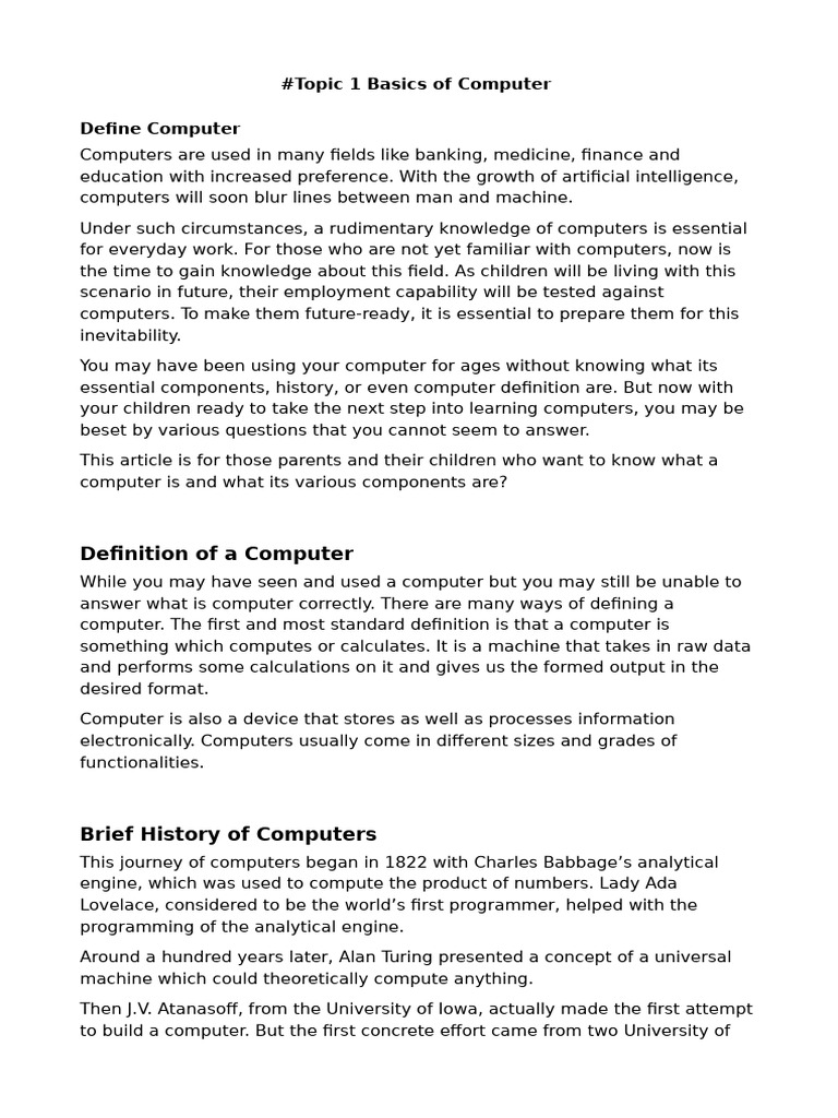 First Unit Notes PDF Integrated Circuit Central Processing Unit