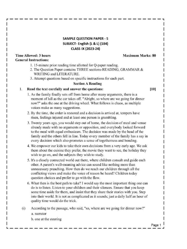 Sample Paper 5 | PDF