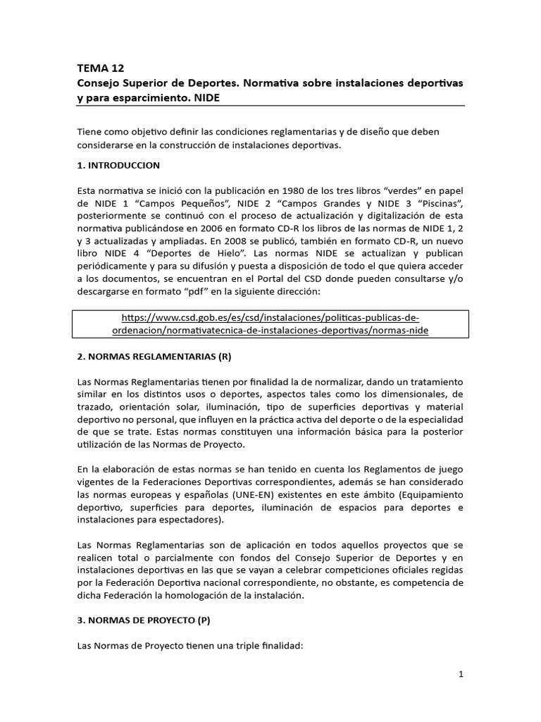 Consejo Superior de Deportes. Normativa Sobre Instalaciones Deportivas