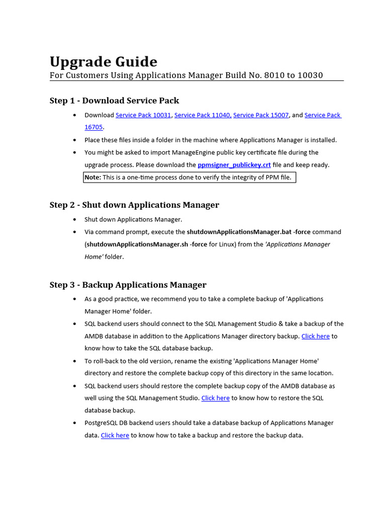 Applications Manager Upgrade Guide 8010-10030 | PDF | Backup | Computer ...
