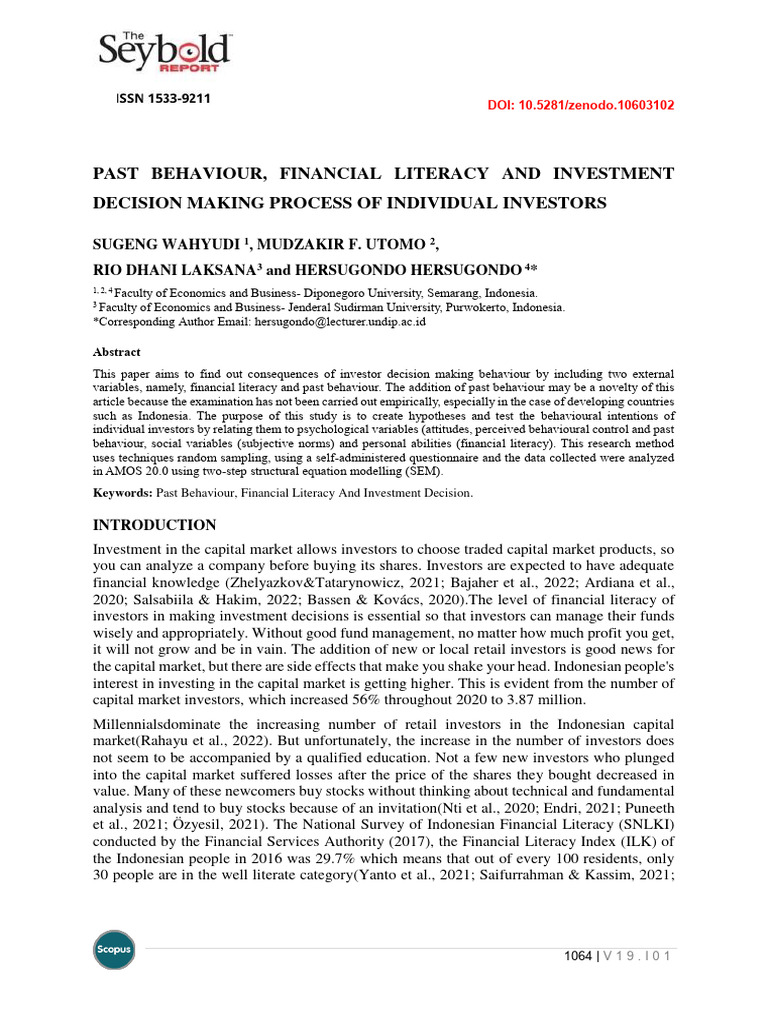 Investor Behavior and Financial Literacy | PDF | Attitude (Psychology ...