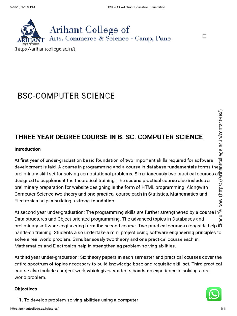 BSC-CS - Arihant Education Foundation | PDF | Computer Programming | Data