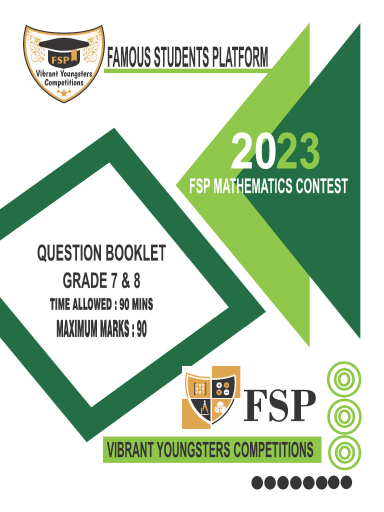 Grade 7 & 8-2023 - MATH | PDF