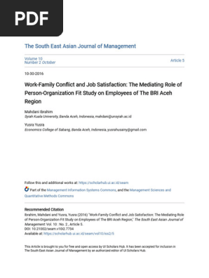 Work-Family Conflict and Job Satisfaction_ The Mediating Role of