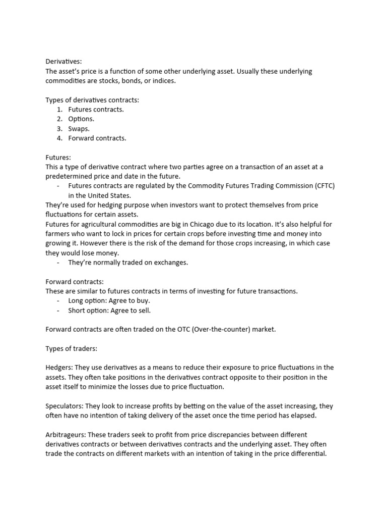 Understanding Derivatives and Their Types | PDF | Derivative (Finance ...