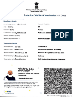 Provisional Certificate For Covid-19 Vaccination - 1 Dose: Oaoosdod