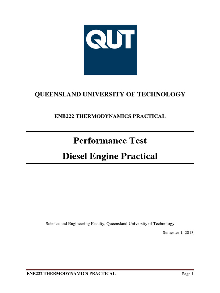 Diesel Engine Thermodynamics Practical | PDF | Diesel Engine | Engines