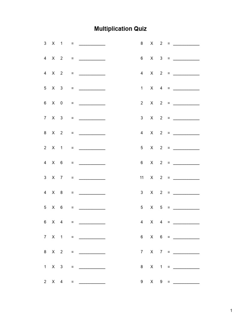 Multiplication quiz for zaki pdf