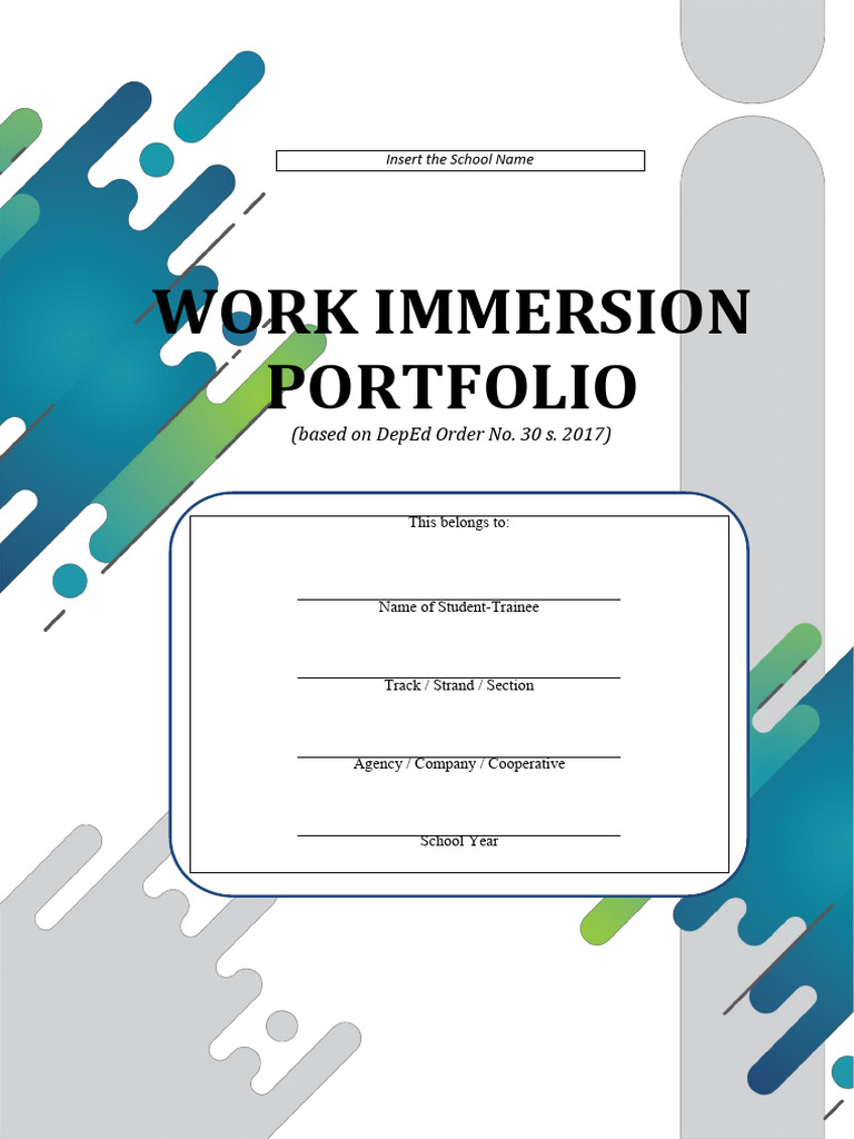 Work immersion portfolio based on deped 1 download free pdf job