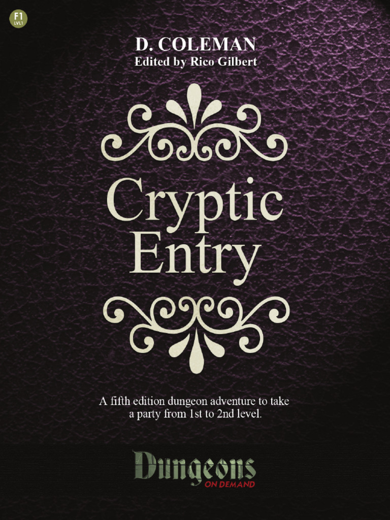 Cryptic Entry (LVL 1-2 Adventure) | PDF | Sword
