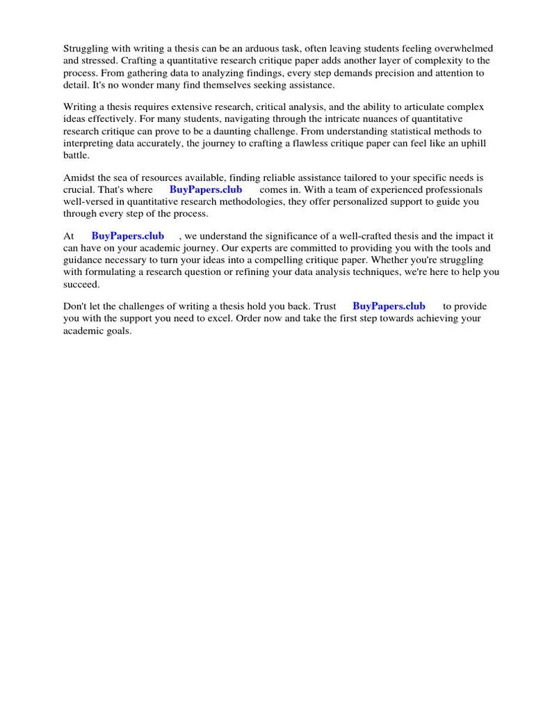 Examples of Quantitative Research Critique Paper PDF Quantitative