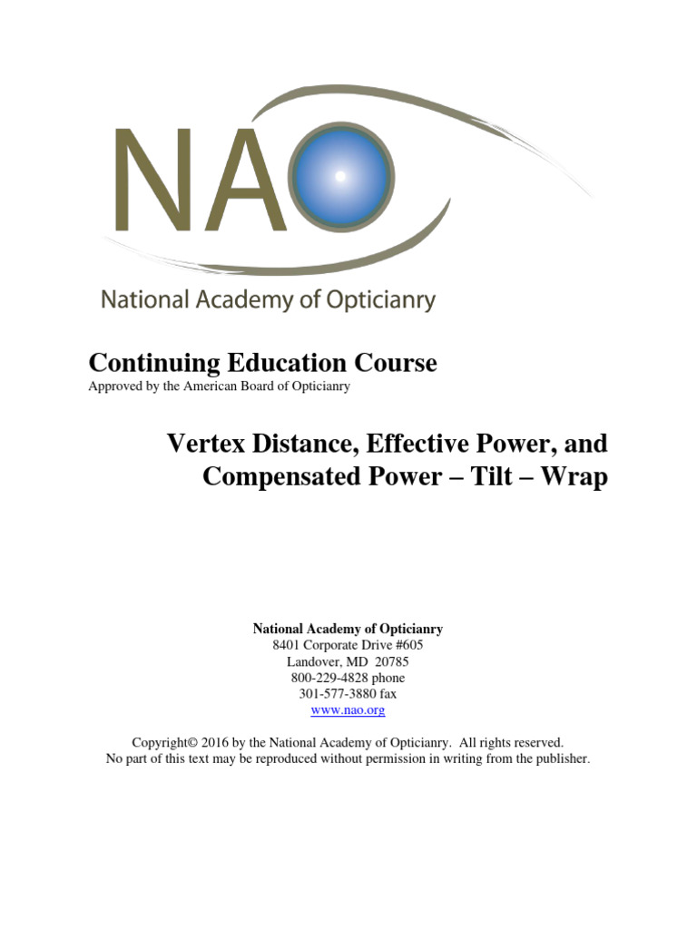 Vertex Distance Effective Power and Compensated Power Tilt Wrap (1) | PDF