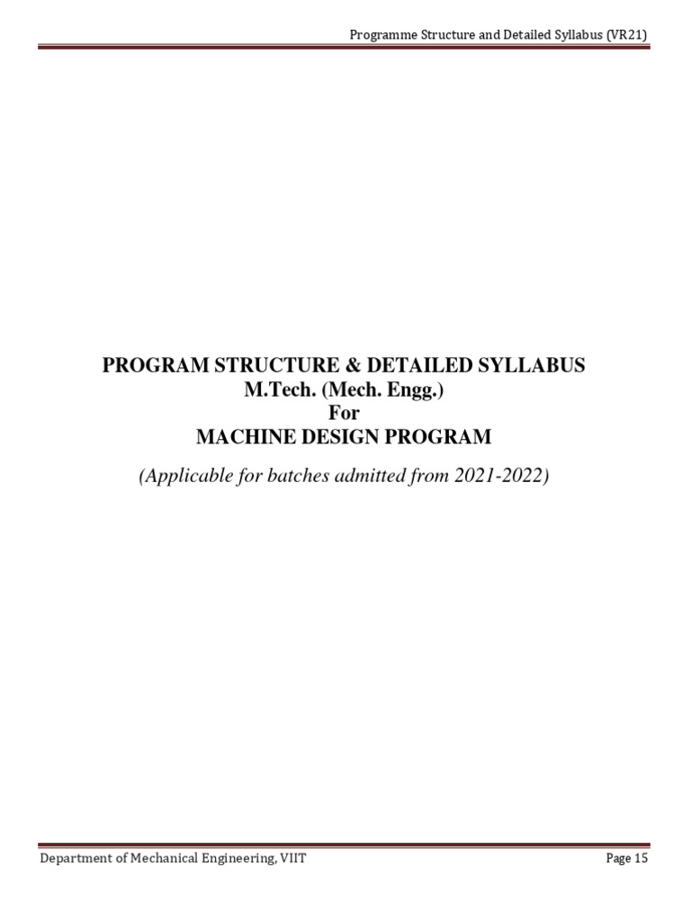 M.Tech Machine Design Syllabus VR21 | PDF | Fracture Mechanics ...