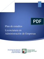 Plan de Estudios Lic. Adm de Empresas