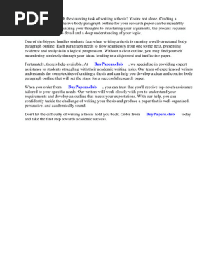 Body Paragraph Outline Research Paper