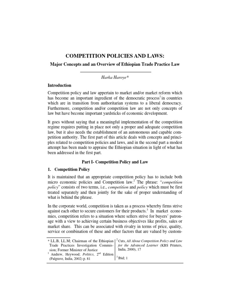 Ethiopian Competition Law Overview | PDF | Competition Law | Competition