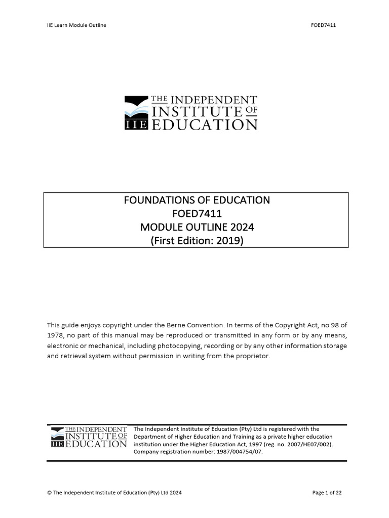Foed7411 - Module Reader | PDF | Philosophy Of Education | Idealism