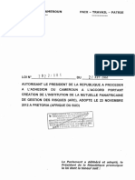 Loi N°2022_001 du 27 avril 2022 autorisant le PR à procéder à l’adhésion du Cameroun à l’Accord portant création de l’ARC