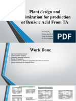Plant Design and Optimization For Production of Benzoic Acid From TA