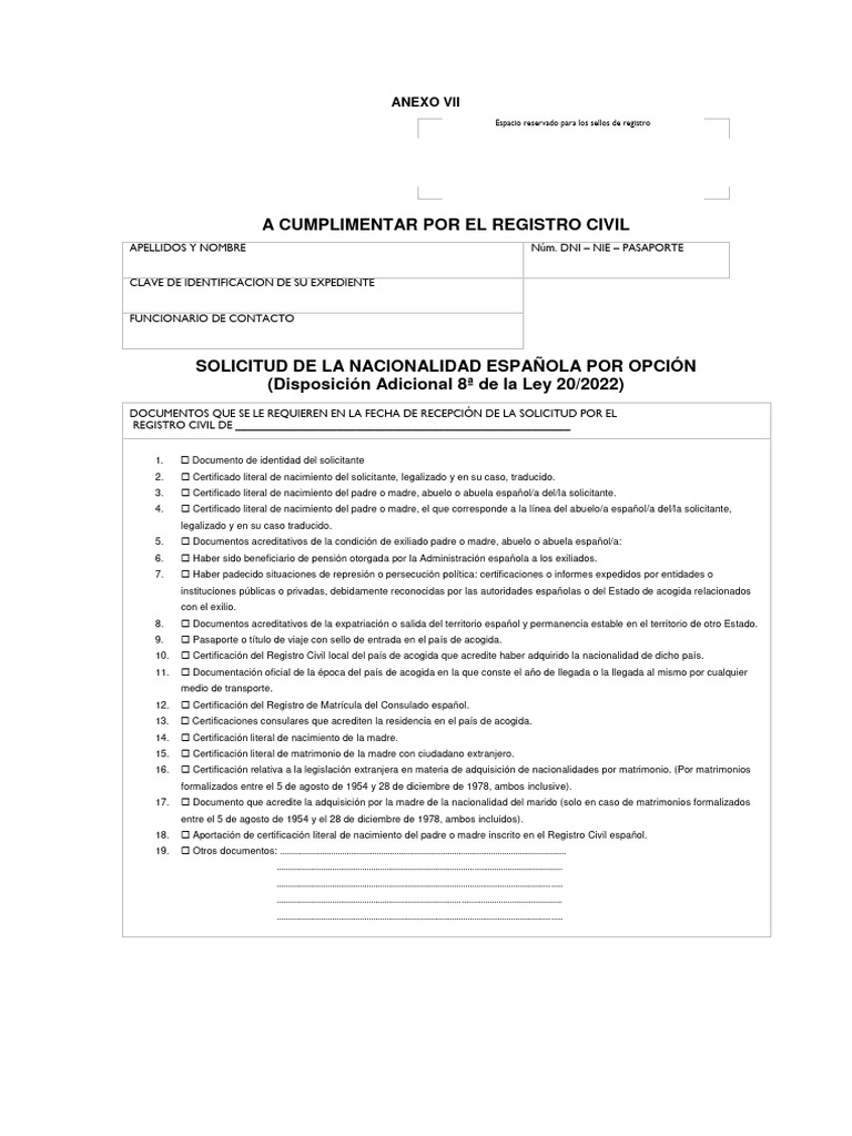 MODELO ANEXO VII - Opcion LMD | PDF | Documento de identidad | Justicia
