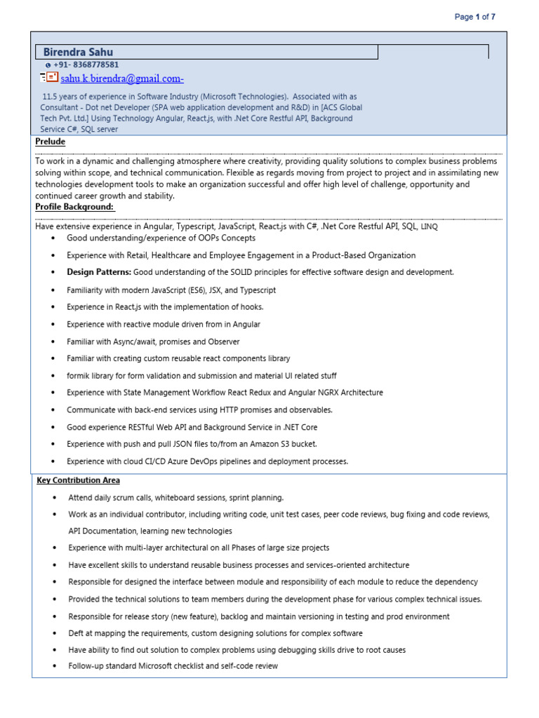 Naukri BirendraSahu (11y 1m) | PDF | Microsoft Sql Server | Point Of Sale