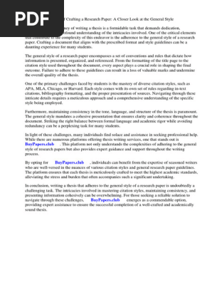 General Style of Research Paper