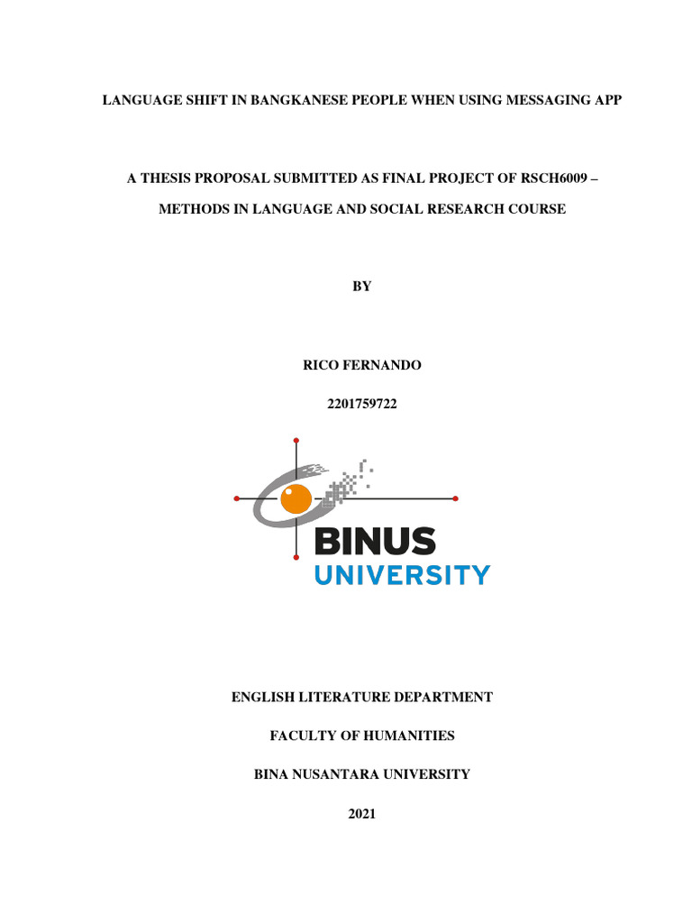 Method Proposal Final Exam Pdf Multilingualism Methodology