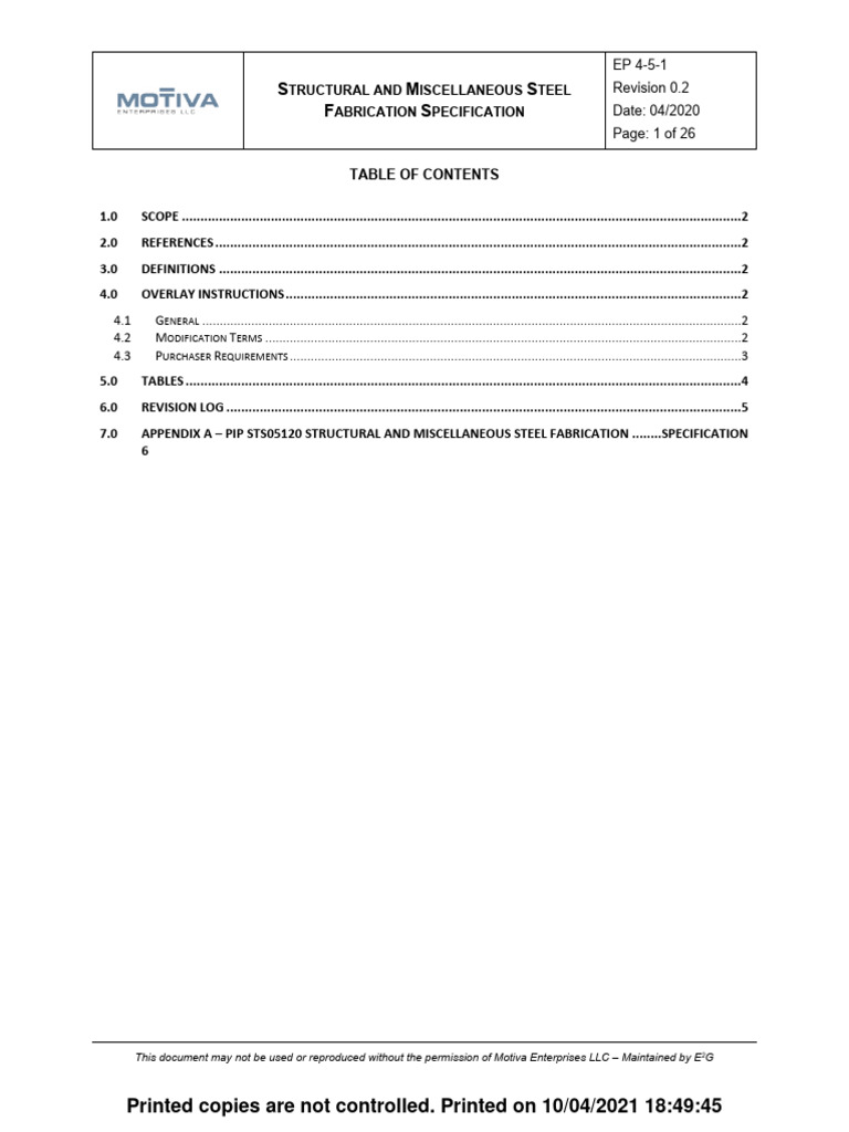 Steel Fabrication Specification EP 4-5-1 | PDF | Specification ...