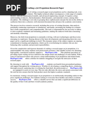 Jet Propulsion Research Paper