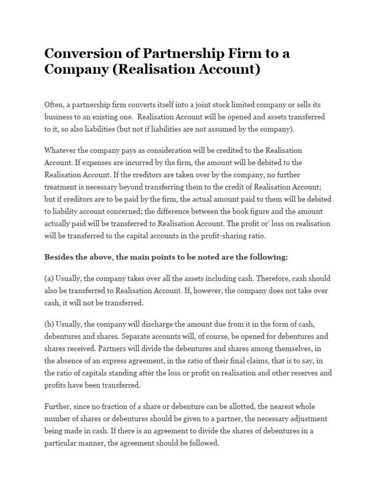 Conversion of Firm Into Company | PDF | Business | Finance & Money ...