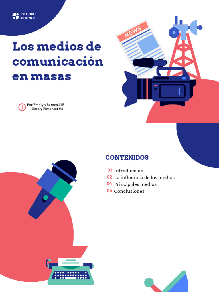 Presentación Medios de Comunicación Ilustraciones Flat Azul y Rojo ...