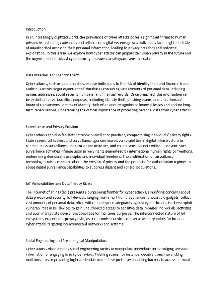 Safeguarding Privacy in The Age of Cyber Attacks | PDF