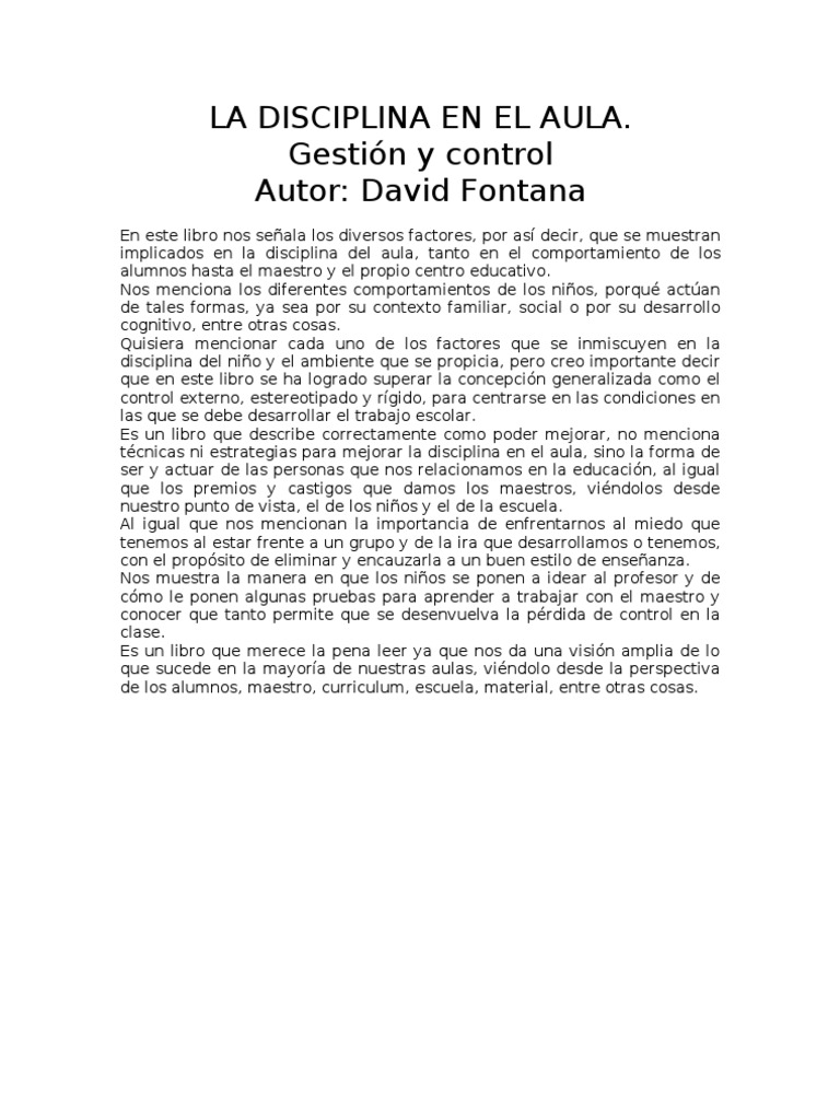 La Disciplina en El Aula | PDF | Disciplinas | Maestros