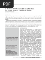 A Review of Virtual Reality As A Medium For Safety Related Training in Mining