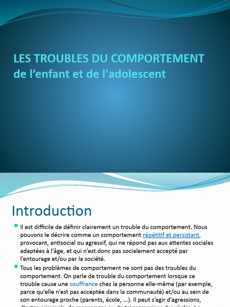 Troubles du comportement chez l'enfant | PDF | Trouble obsessionnel ...