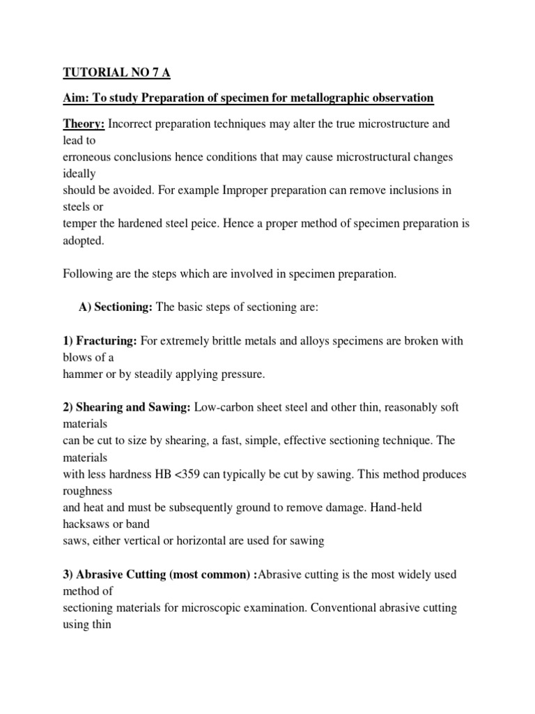 Specimen Preparation for Metallography | PDF | Steel | Building Engineering