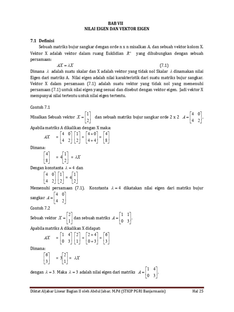 Nilai dan Vektor Eigen dalam Matriks | PDF