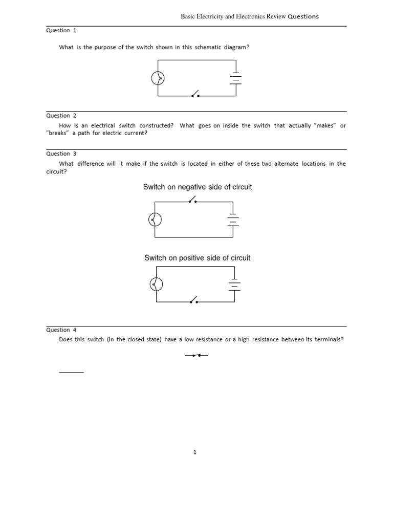 Electrical Switches: Review Questions | PDF | Switch | Electric Motor