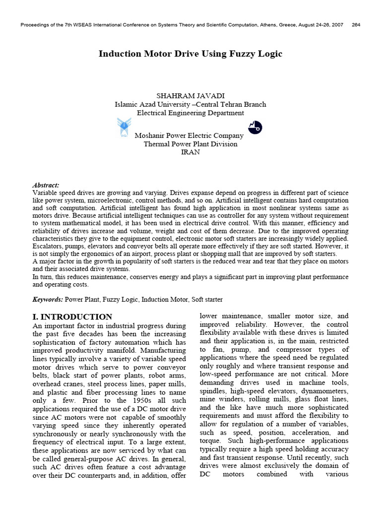 C 2007 induction motor drive using fuzzy logic pdf electric motor