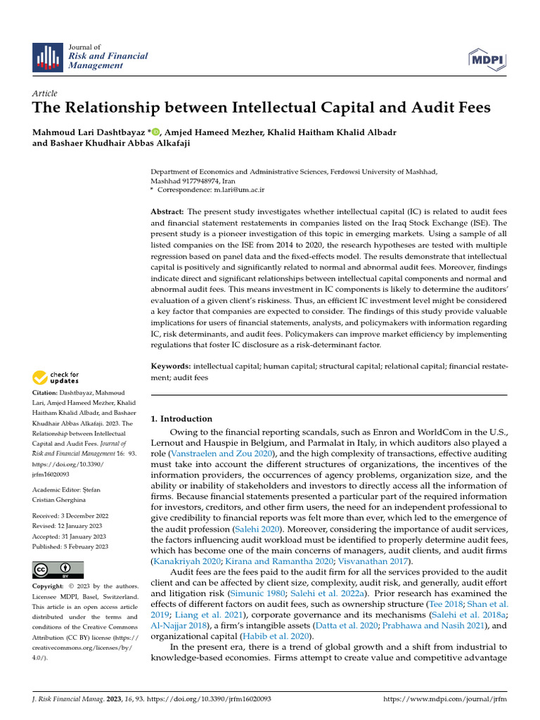 The - Relationship - Between - Intellectual Capital and Audit Fees ...