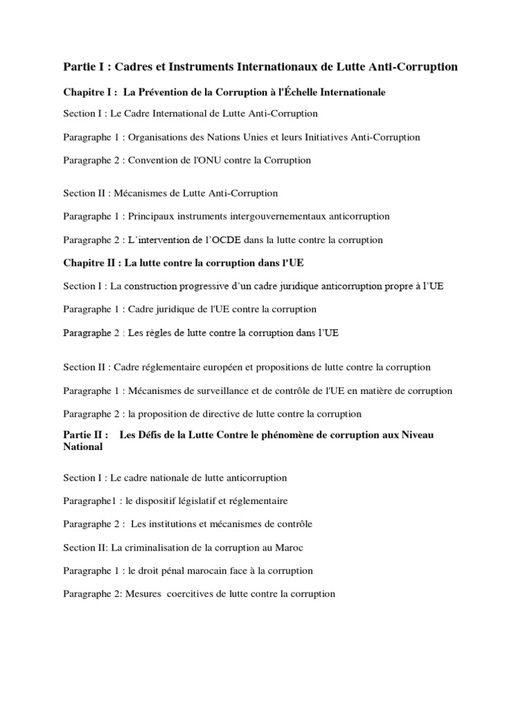 Cadres Internationaux De Lutte Anti Corruption PDF La Corruption 