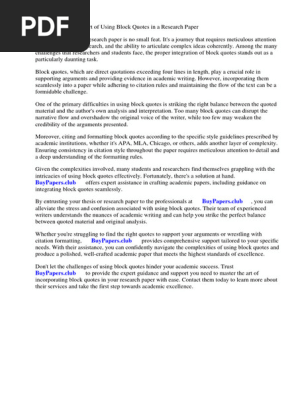 Using Block Quotes in a Research Paper