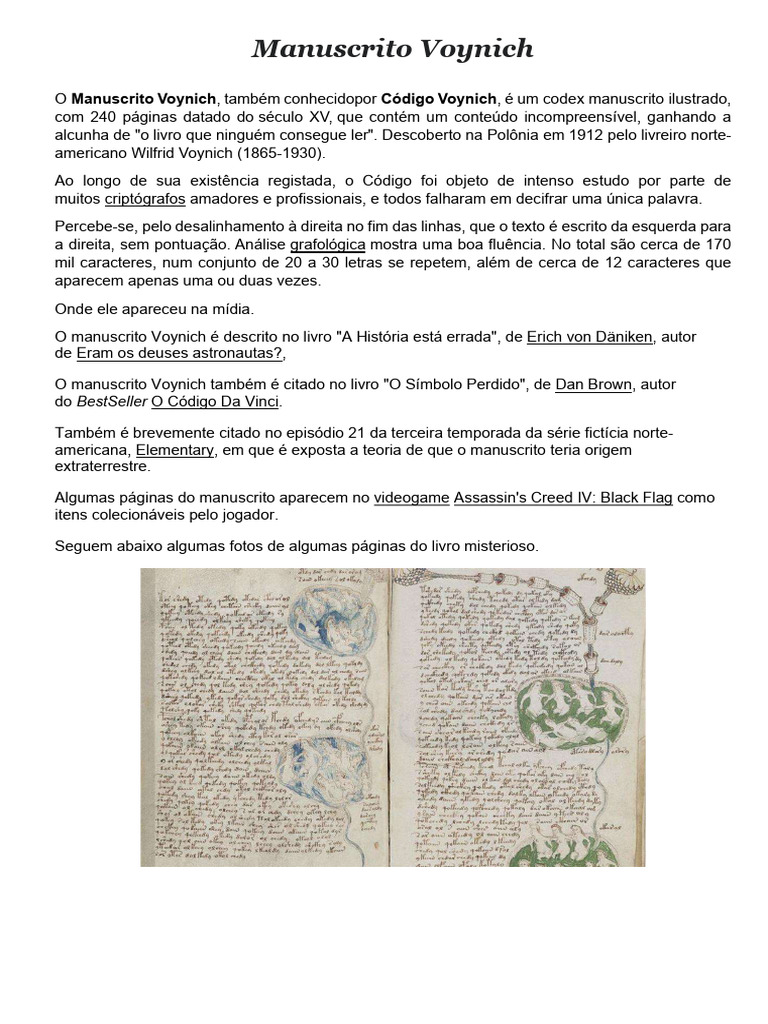 O Enigma do Manuscrito Voynich | PDF