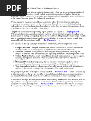 Research Paper on Personal Loans